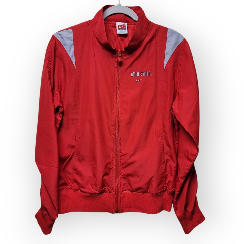 NIKE THE Ohio State Buckeyes Full Zip Sideline Jacket Wind breaker Red, Large